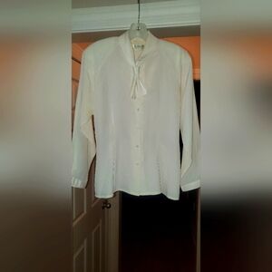 Wyndham Collection Off White Crepe Silk Blouse